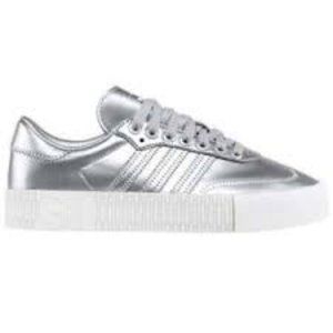 Adidas Sambarose silver platform